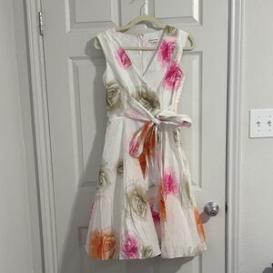 Calvin Klein White Floral Tea Dress